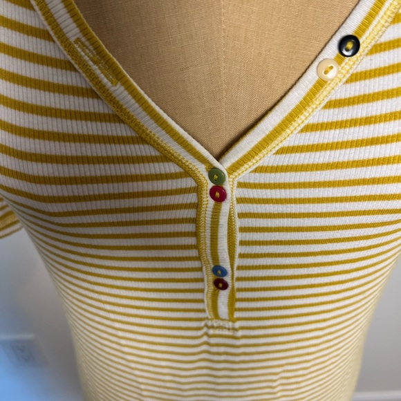 Anthropologie mustard yellow and white striped ribbed dress small - Picture 3 of 7